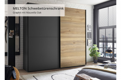 Melton von POL Power - Schrank schmal mit Hoteleinteilung grau - Eiche