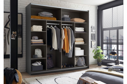 Melton von POL Power - Schrank schmal mit Hoteleinteilung grau - Eiche