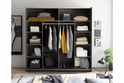 Melton von POL Power - Schrank schmal mit Hoteleinteilung grau - Eiche