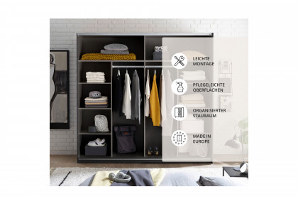 Melton von POL Power - Schrank schmal mit Hoteleinteilung grau - Eiche