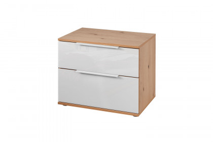 Glassystem von Disselkamp - Nachtschrank Balkeneiche - Glas weiß