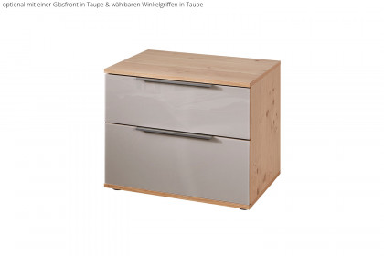 Glassystem von Disselkamp - Nachtschrank Balkeneiche - Glas weiß