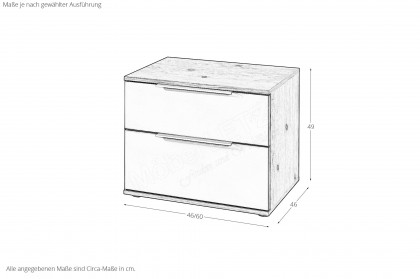Glassystem von Disselkamp - Nachtschrank Balkeneiche - Glas weiß