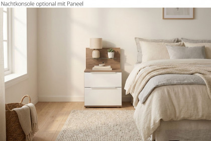 Glassystem von Disselkamp - Nachtschrank Balkeneiche - Glas weiß