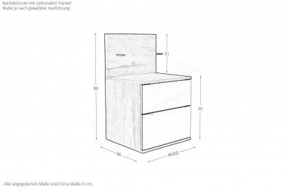 Glassystem von Disselkamp - Nachtschrank Balkeneiche - Glas weiß