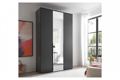 Kevo von POL Power - Kleiderschrank 3-türig graphit mit Spiegeltür