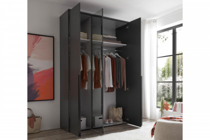 Kevo von POL Power - Kleiderschrank 3-türig graphit mit Spiegeltür