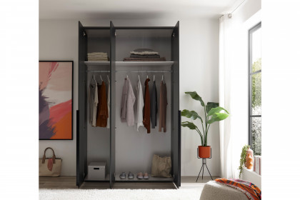 Kevo von POL Power - Kleiderschrank 3-türig graphit mit Spiegeltür