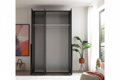 Kevo von POL Power - Kleiderschrank 3-türig graphit mit Spiegeltür