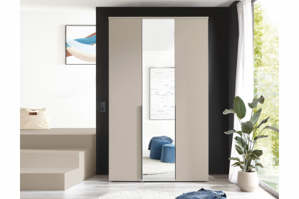 Kevo von POL Power - Schrank schmal 3-türig kaschmir mit Spiegeltür