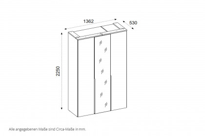 Kevo von POL Power - schmaler Schrank weiß ca. 135 cm breit mit Spiegel