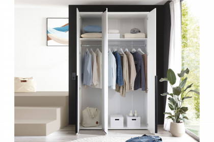 Kevo von POL Power - schmaler Schrank weiß ca. 135 cm breit mit Spiegel