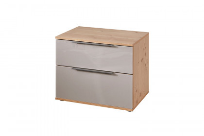 Glassystem von Disselkamp - Nachttisch mit 2 Schubkästen Eiche/ Glas taupe