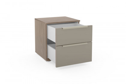Glassystem von Disselkamp - Nachttisch mit 2 Schubkästen Eiche/ Glas taupe