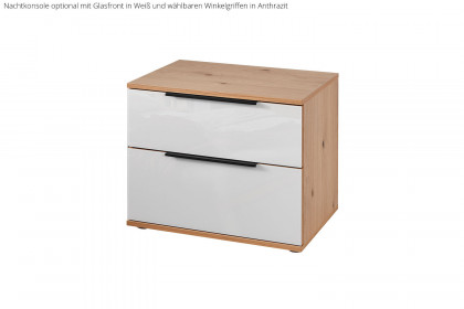 Glassystem von Disselkamp - Nachttisch mit 2 Schubkästen Eiche/ Glas taupe