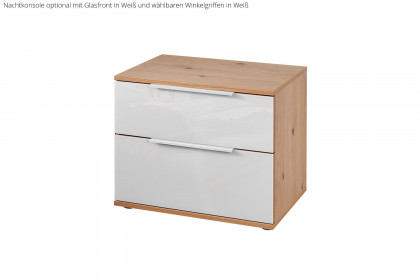 Glassystem von Disselkamp - Nachttisch mit 2 Schubkästen Eiche/ Glas taupe