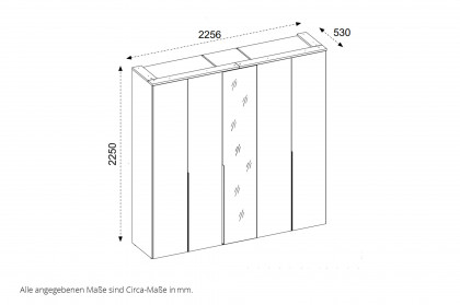 Kevo von POL Power - Kleiderschrank weiß ca. 225 cm breit mit Spiegel