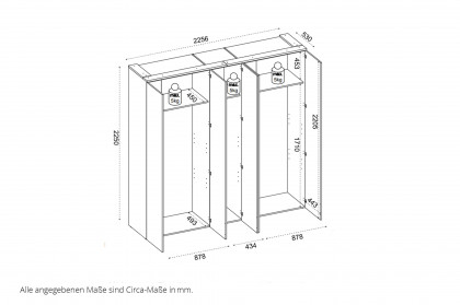 Kevo von POL Power - Kleiderschrank weiß ca. 225 cm breit mit Spiegel