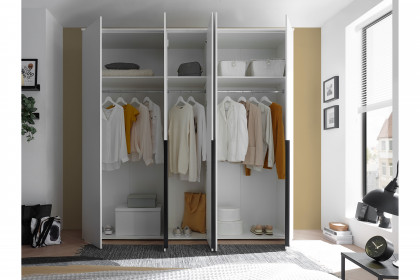 Kevo von POL Power - Kleiderschrank weiß ca. 225 cm breit mit Spiegel