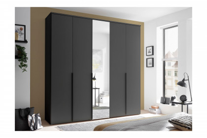 Kevo von POL Power - 5-türiger Kleiderschrank graphit mit Spiegel