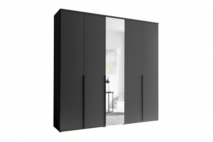 Kevo von POL Power - 5-türiger Kleiderschrank graphit mit Spiegel