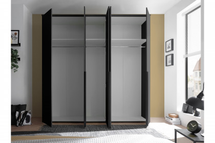 Kevo von POL Power - 5-türiger Kleiderschrank graphit mit Spiegel