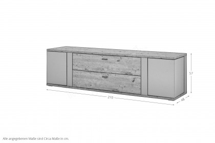 Grado-living von IDEAL Möbel - Lowboard in Eiche Artisan mit zwei Drehregalen