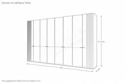 MR Isabelle von Musterring - Drehtürenschrank ca. 4 m breit dunkelgrau