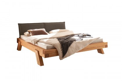 BE-0880 von GK Möbelvertrieb - Holzbett Kiefer geölt mit Polsterkopfteil