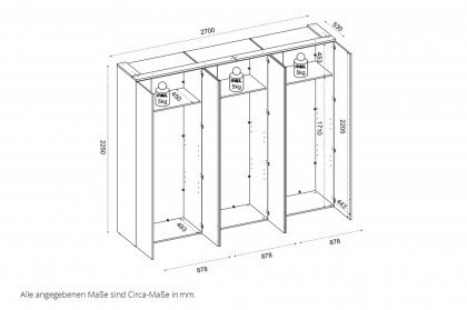 Kevo von POL Power - 6-türiger Kurztiefenschrank weiß