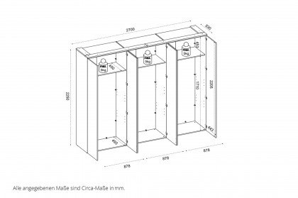 Kevo von POL Power - Schlafzimmerschrank weiß mit Kurztiefe & Spiegel