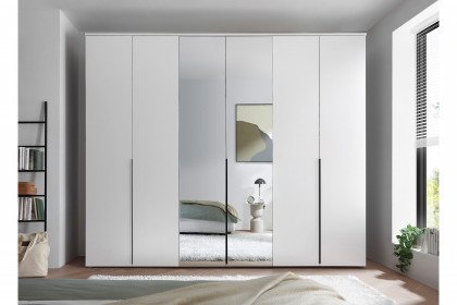 Kevo von POL Power - Schlafzimmerschrank weiß mit Kurztiefe & Spiegel