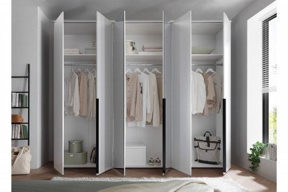 Kevo von POL Power - Schlafzimmerschrank weiß mit Kurztiefe & Spiegel