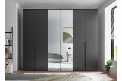 Kevo von POL Power - Kleiderschrank ca. 52 cm tief graphit mit Spiegel