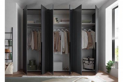 Kevo von POL Power - Kleiderschrank ca. 52 cm tief graphit mit Spiegel