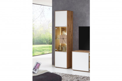 Caya von Hartmann - Vitrine 0055 W Kerneiche gebürstet/ Mattglas weiß