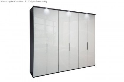 Glassystem von Disselkamp - Schrank mit 6 Drehtüren basalt - Glas weiß