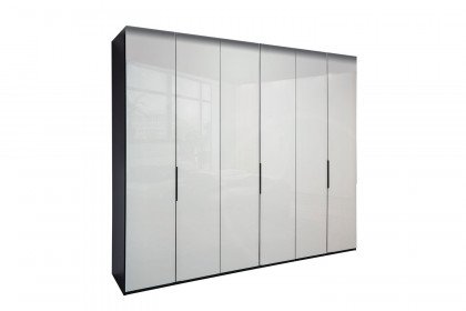 Glassystem von Disselkamp - Schrank mit 6 Drehtüren basalt - Glas weiß
