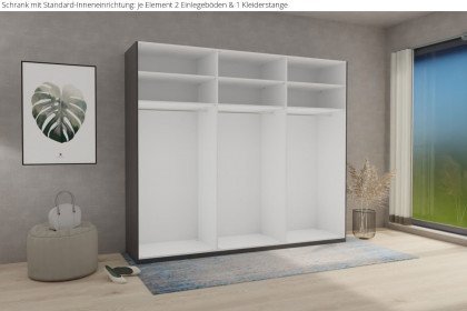 Glassystem von Disselkamp - Schrank mit 6 Drehtüren basalt - Glas weiß