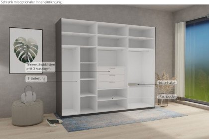 Glassystem von Disselkamp - Schrank mit 6 Drehtüren basalt - Glas weiß