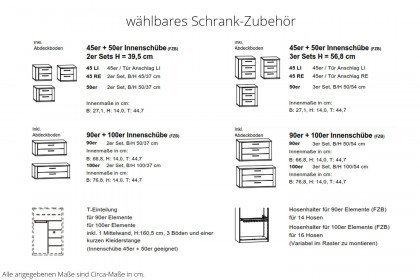 Glassystem von Disselkamp - Schrank mit 6 Drehtüren basalt - Glas weiß
