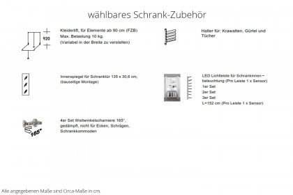 Glassystem von Disselkamp - Schrank mit 6 Drehtüren basalt - Glas weiß