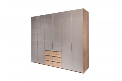 Glassystem von Disselkamp - Kombischrank Eiche/ Glas taupe 6 Türen, 3 Schubkästen