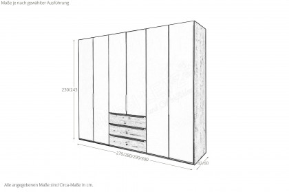Glassystem von Disselkamp - Kombischrank Eiche/ Glas taupe 6 Türen, 3 Schubkästen