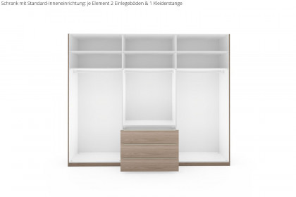 Glassystem von Disselkamp - Kombischrank Eiche/ Glas taupe 6 Türen, 3 Schubkästen