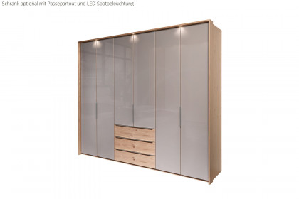 Glassystem von Disselkamp - Kombischrank Eiche/ Glas taupe 6 Türen, 3 Schubkästen