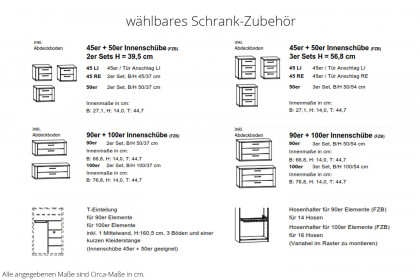 Glassystem von Disselkamp - Kombischrank Eiche/ Glas taupe 6 Türen, 3 Schubkästen