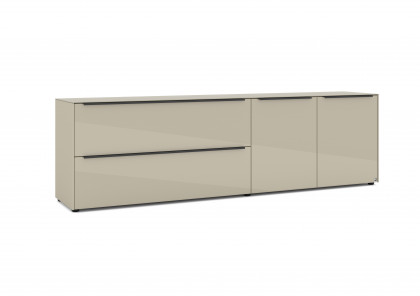 Reno-living von set one by Musterring - Lowboard LB-217 kaschmir/ Griff graphit-schwarz