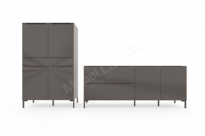 Reno-living von set one by Musterring - Wohnwand in Taupe mit Metallfüßem