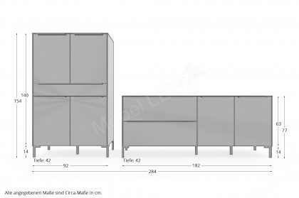 Reno-living von set one by Musterring - Wohnwand in Taupe mit Metallfüßem